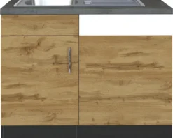Held Möbel Spülenschrank inkl Spüle Sorrento BxTxH 110 x 60 x 86 cm eiche hell matt zerlegt 478.6282