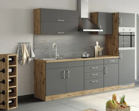 Held Möbel Spülenschrank inkl Spüle Sorrento BxTxH 100 x 60 x 86 cm anthrazit matt zerlegt Anschlag reversibel 476.6280