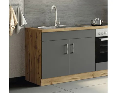 Held Möbel Spülenschrank inkl Spüle Sorrento BxTxH 100 x 60 x 86 cm anthrazit matt zerlegt Anschlag reversibel 476.6280