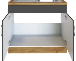Held Möbel Spülenschrank inkl Spüle Sorrento BxTxH 100 x 60 x 86 cm anthrazit matt zerlegt Anschlag reversibel 476.6280