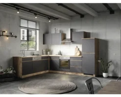 Held Möbel Spülenschrank inkl Spüle PISA BxTxH 120 x 60 x 86 cm grau matt zerlegt Anschlag reversibel 667.6311
