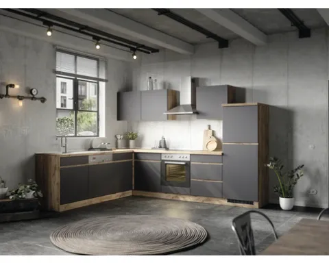 Held Möbel Spülenschrank inkl Spüle PISA BxTxH 120 x 60 x 86 cm grau matt zerlegt Anschlag reversibel 667.6311