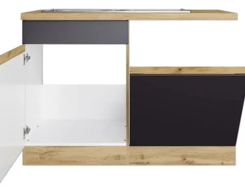 Held Möbel Spülenschrank inkl Spüle PISA BxTxH 120 x 60 x 86 cm grau matt zerlegt Anschlag reversibel 667.6311