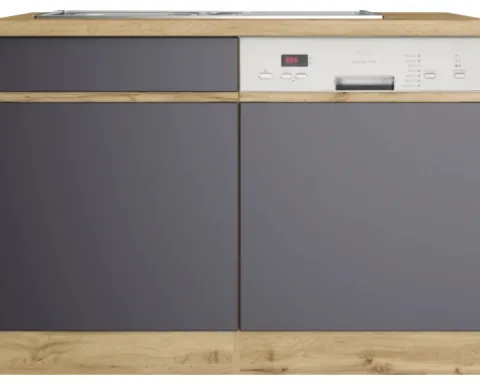 Held Möbel Spülenschrank inkl Spüle PISA BxTxH 120 x 60 x 86 cm grau matt zerlegt Anschlag reversibel 667.6311