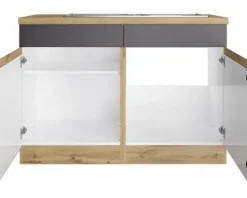 Held Möbel Spülenschrank inkl Spüle PISA BxTxH 120 x 60 x 86 cm grau matt zerlegt Anschlag reversibel 665.6311