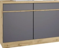 Held Möbel Spülenschrank inkl Spüle PISA BxTxH 120 x 60 x 86 cm grau matt zerlegt Anschlag reversibel 665.6311