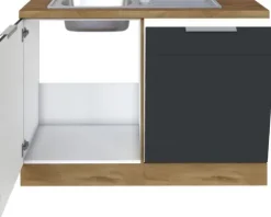 Held Möbel Spülenschrank inkl Spüle Florenz BxTxH 120 x 60 x 82 cm grau matt zerlegt Anschlag reversibel 667.6293