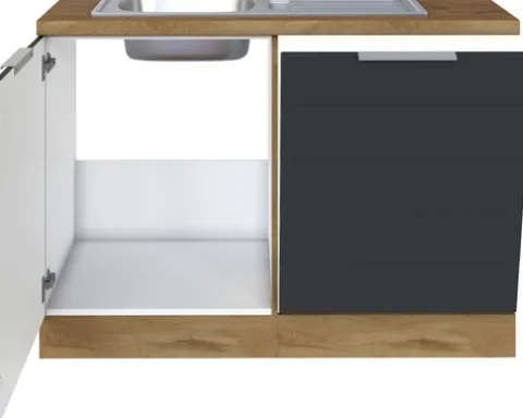 Held Möbel Spülenschrank inkl Spüle Florenz BxTxH 120 x 60 x 82 cm grau matt zerlegt Anschlag reversibel 667.6293