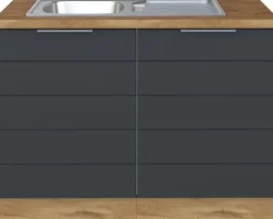 Held Möbel Spülenschrank inkl Spüle Florenz BxTxH 120 x 60 x 82 cm grau matt zerlegt Anschlag reversibel 667.6293