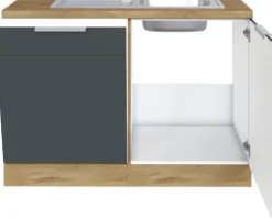 Held Möbel Spülenschrank inkl Spüle Florenz BxTxH 120 x 60 x 82 cm grau matt zerlegt Anschlag reversibel 667.6293