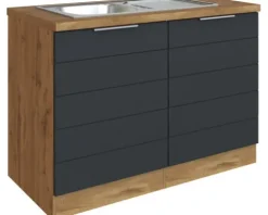 Held Möbel Spülenschrank inkl Spüle Florenz BxTxH 120 x 60 x 82 cm grau matt zerlegt Anschlag reversibel 667.6293
