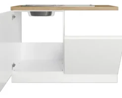 Held Möbel Spülenschrank Kiel BxTxH 120 x 60 x 86 cm weiß hochglanz zerlegt 667.6341