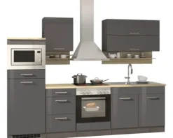 Held Möbel Spülenschrank Mailand BxTxH 100 x 60 x 85 cm grau hochglanz zerlegt 476.6211