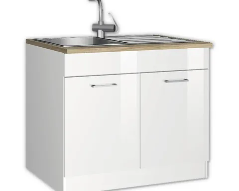 Held Möbel Spülenschrank Mailand BxTxH 100 x 60 x 85 cm weiß hochglanz zerlegt 476.6210