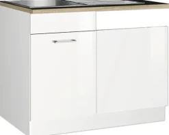 Held Möbel Spülzentrum Mailand BxTxH 110 x 60 x 85 cm weiß hochglanz zerlegt Anschlag reversibel 478.6210