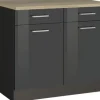 Held Möbel Unterschrankkorpus Mailand BxTxH 100 x 60 x 85 cm grau hochglanz zerlegt 423.6211