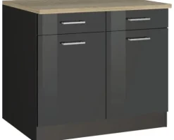 Held Möbel Unterschrankkorpus Mailand BxTxH 100 x 60 x 85 cm grau hochglanz zerlegt 423.6211