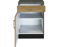Held Möbel Unterschrank mit Drehtür Sorrento BxTxH 50 x 60 x 86 cm eiche hell matt zerlegt Anschlag reversibel 409.6282