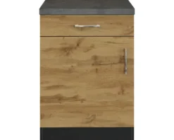 Held Möbel Unterschrank mit Drehtür Sorrento BxTxH 50 x 60 x 86 cm eiche hell matt zerlegt Anschlag reversibel 409.6282