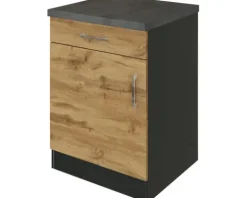 Held Möbel Unterschrank mit Drehtür Sorrento BxTxH 50 x 60 x 86 cm eiche hell matt zerlegt Anschlag reversibel 409.6282