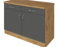 Held Möbel Unterschrank mit Drehtür Sorrento BxTxH 100 x 60 x 86 cm anthrazit matt zerlegt Anschlag reversibel 423.6280