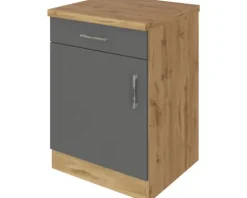 Held Möbel Unterschrank mit Drehtür Sorrento BxTxH 50 x 60 x 86 cm anthrazit matt zerlegt Anschlag reversibel 409.6280