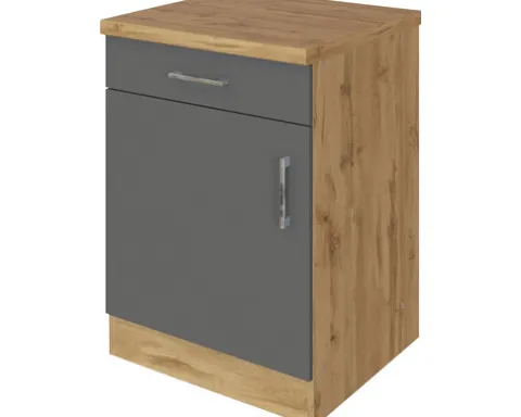 Held Möbel Unterschrank mit Drehtür Sorrento BxTxH 50 x 60 x 86 cm anthrazit matt zerlegt Anschlag reversibel 409.6280