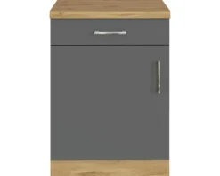 Held Möbel Unterschrank mit Drehtür Sorrento BxTxH 50 x 60 x 86 cm anthrazit matt zerlegt Anschlag reversibel 409.6280