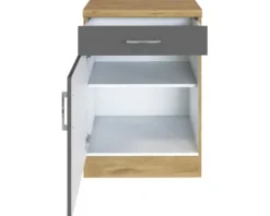 Held Möbel Unterschrank mit Drehtür Sorrento BxTxH 50 x 60 x 86 cm anthrazit matt zerlegt Anschlag reversibel 409.6280