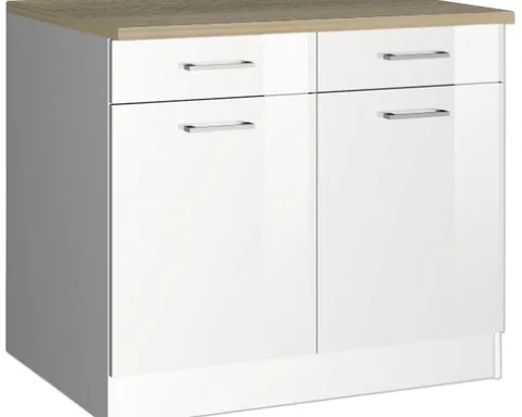 Held Möbel Unterschrank mit Schublade und Drehtür Mailand BxTxH 100 x 60 x 85 cm weiß hochglanz zerlegt 423.6210