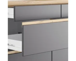 Held Möbel Unterschrank mit Schublade und Drehtür PISA BxTxH 180 x 60 x 86 cm grau matt zerlegt Anschlag reversibel 467.1.6311