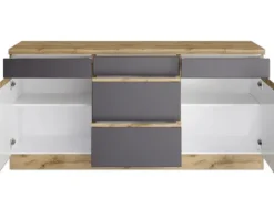 Held Möbel Unterschrank mit Schublade und Drehtür PISA BxTxH 180 x 60 x 86 cm grau matt zerlegt Anschlag reversibel 467.1.6311