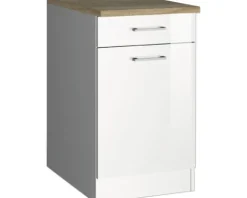 Held Möbel Unterschrank mit Schublade und Drehtür Mailand BxTxH 50 x 60 x 85 cm weiß hochglanz zerlegt Anschlag reversibel 410.6210