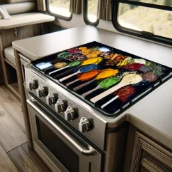 Herdblende-/Abdeckplatte Abdeckplatte Herd - Acrylglas Gewürze Bunt | Spritzschutz | Küchenrückwand | Camping | COV00053 | 80cm x 52cm x 0.4cm