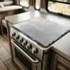 Herdblende-/Abdeckplatte Abdeckplatte Herd - Acrylglas Silbermuster Metallisch | Spritzschutz | Camping | COV00066 | 80cm x 52cm x 0.4cm