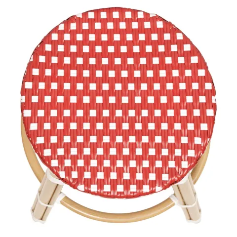 Hoher Gartenhocker aus Aluminium und Kunstrattan weiß 43 x 43 x 75 cm - Oviala