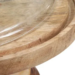 Holzteller Deko Käseglocke mit Glaskuppel für besondere Arrangements