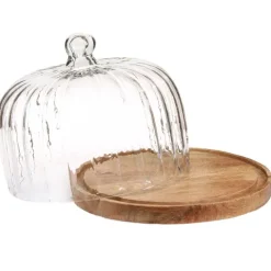 Holzteller Käseglocke Deko Holz Ø29cm H22cm Tischdekoration