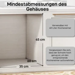 HOMCOM Abfallsammler 20 L+20 L Ausziehbar Einbaumülleimer Unterschrank Abfalleimer Mülleimer für Schränke mit 2 herausnehmbaren Fächern, mattiertem Deckel und Griff, Grau