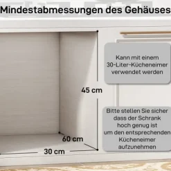 HOMCOM Abfallsammler 20L+10L Ausziehbar Einbaumülleimer Unterschrank Abfalleimer Mülleimer für Schränke mit 2 herausnehmbaren Fächern, mattiertem Deckel und Griff, Grau