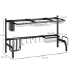 HOMCOM Abtropfgestell Geschirr, 93L x 30B x 52H cm, Stahl, Schwarz