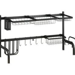 HOMCOM Abtropfgestell Geschirr, 93L x 30B x 52H cm, Stahl, Schwarz