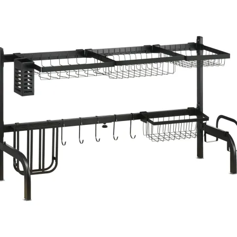 HOMCOM Abtropfgestell Geschirr, 93L x 30B x 52H cm, Stahl, Schwarz