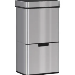 HOMCOM, Automatik Mülleimer, Abfalleimer, L42 x B30 x H81 cm, Edelstahl, ABS, Silber