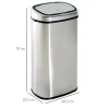 HOMCOM, Automatik Mülleimer, Abfalleimer, 68L, Edelstahl, Kunststoff, Silber