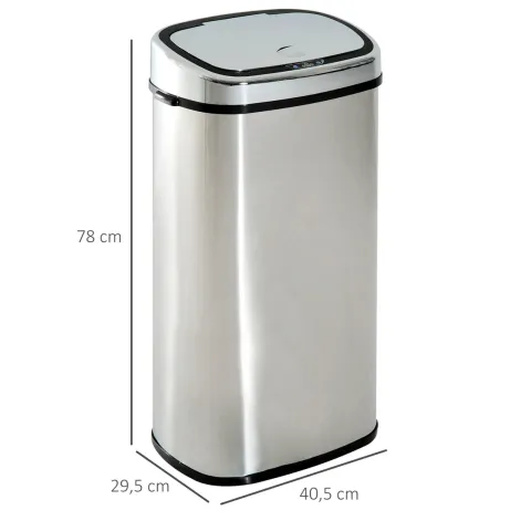 HOMCOM, Automatik Mülleimer, Abfalleimer, 68L, Edelstahl, Kunststoff, Silber