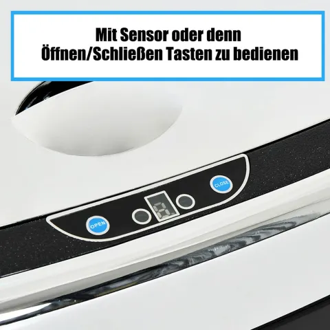 HOMCOM, Automatik Mülleimer, Abfalleimer, 68L, Edelstahl, Kunststoff, Silber