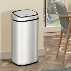HOMCOM, Automatik Mülleimer, Abfalleimer, 68L, Edelstahl, Kunststoff, Silber