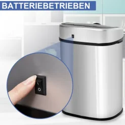 HOMCOM, Automatik Mülleimer, Abfalleimer, 40,5L x 29,5B x 57H cm, Edelstahl, ABS, Silber