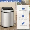 HOMCOM, Automatik Mülleimer, Abfalleimer, L40,9 x B28,9 x H68 cm, Edelstahl, ABS, Silber